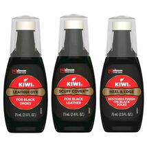 Kiwi Leather Care Set Black Dye Scuff Cover Heel &amp; Edge 3 Pack With Appl... - $33.45 CAD