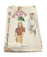 Simplicity Vintage 1940s Womens Blouse Sewing Pattern #2132 Size 20 Bust 38 - $528.31 MXN