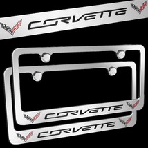 Brand New 2PCS Corvette Chrome Plated Brass License Plate Frame Officially Licen - $60.00