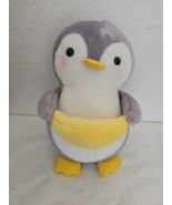 MGF Penguin Holding Banana Plush Stuffed Animal Grey White Yellow 11&quot; - £8.94 GBP