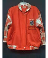 Gym Fashion Varsity Jacket Coat Red Plaid Sleeves Zip Up Unisex 1980s Vi... - £58.21 GBP