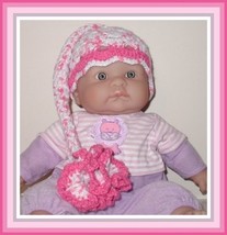 Lavender Newborn Hat, Lavender Pink And White Baby Girl Hat 0-4 Months - $15.00