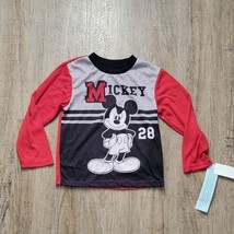 Disney Mickey Pajama Shirt ~ Sz S ~ Red &amp; Gray ~ Long Sleeve - £8.42 GBP