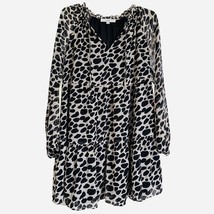 Loft Womens Mini Dress Brown S Tiered Animal Print Ruffle V Neck LAgenlook - $17.41