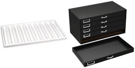 Black FindingKing 5-Drawer Jewelry Display Case w/ 5 White Plastic 10-slot Trays - £61.25 GBP