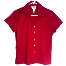 Talbots Womens Button Down Shirt Size 8 Short Sleeve Collared Cotton Stretch - £13.79 GBP