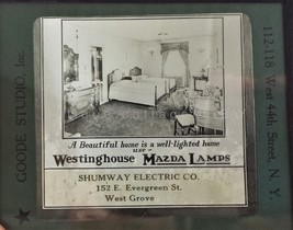 antique MAGIC LANTERN GLASS SLIDE ad Westinghouse Mazda Lamps Bedroom Sc... - $67.27