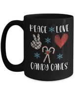 Peace Love Candy Canes Winter Design For Christmas Coffee Mug Decor Blac... - £16.43 GBP