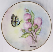 Hand Painted Butterfly Plate Ethel Shuff Floral Flowers - $43.99