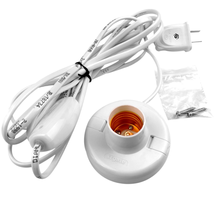 1 Pcs White Hanging Light Cord E27 Light Bulb Socket To 2 Prong With On Off - £17.63 GBP