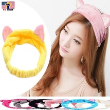 Women Cat Ear Bath Makeup Wash Headband Korean Girls Cotton Terry Hair Head Band - £3.38 GBP