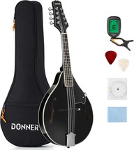 Donner A Style Mandolin Dml-100B, Black Beginner Adult Acoustic Mandolin... - $142.97