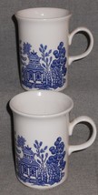 Set (2) Churchill Blue Willow Pattern 10 Oz Handled Mugs Made In England - £15.48 GBP
