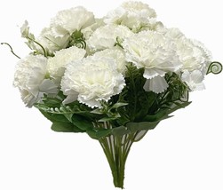 3 Bunches Bouquet Of Artificial Silk Carnations, 11&quot; Bouquet And Green Leaf For - £33.25 GBP