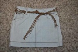 Womens Skirt Denim Jr. Girls SO Light Blue Faded Belted Jean Miniskirt-sz 5 - £9.34 GBP