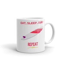 Eat Sleep Surf Repeat Mug, Funny Coffee Cup, Surfing Fan, Surfing Gift, Surfing  - $18.38