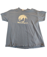 Blue Michigan Upper Peninsula Shirt Howling Wolf XL - £12.02 GBP