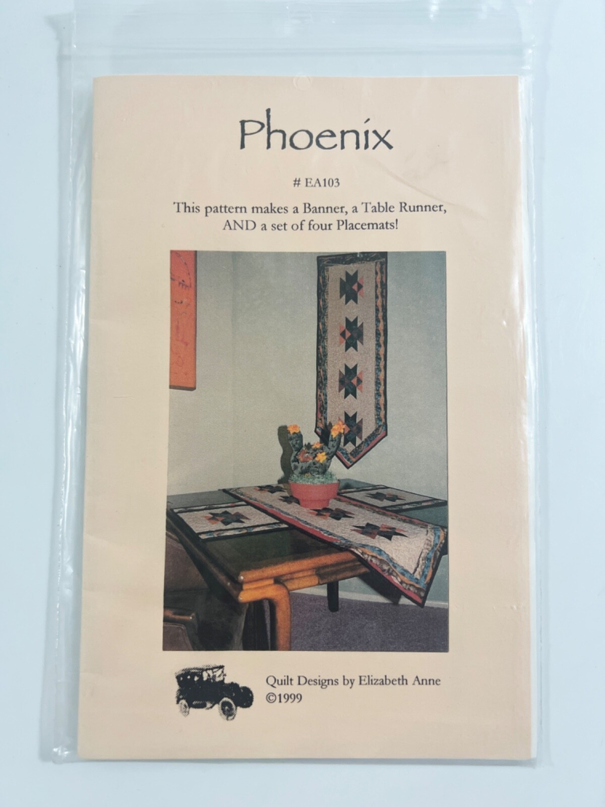 PHOENIX Quilt Pattern for Banner, Table Runner, Four Placemats By Elizab... - $9.89