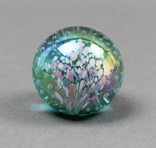 Glass Eye Studio GES 91 Signed Controlled Bubbles Art Glass Paperweight 1 5/8&quot; - £24.83 GBP