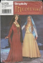 Simplicity 9758 Medieval Dress &amp; Cape Costume Pattern Choose Size Uncut - £11.95 GBP