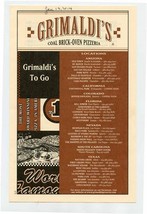 Grimaldi&#39;s Coal Brick Oven Pizzeria Menu Many Locations  - £9.34 GBP