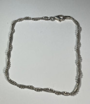 Solid 925 Sterling Silver Bead Snake Chain Bracelets Women Fine Jewelry 9.5” - £13.77 GBP