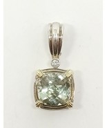 Charles Krypell Prasiolite &amp; Diamond Sterling Silver &amp; 14K Gold Pendant ... - £277.70 GBP