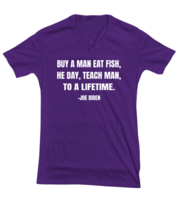 Joe Biden Funny TShirt Buy A Man Eat Fish Purple-V-Tee  - £17.24 GBP
