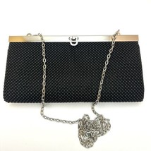 La Regale Black Satin Evening Bag Chain Strap or Clutch Beaded - £13.18 GBP