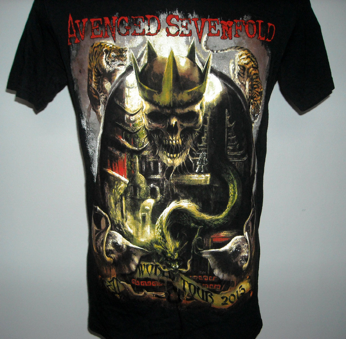 Mens Avenged Sevenfold World Tour 2015 t shirt small heavy metal band - $21.73