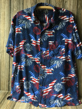 George Men&#39;s Hawaiian Shirt Fireworks Patriot Eagle 4th July Shirt SZ M ... - $18.39