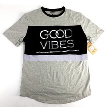 Brook Laundry &quot;Good Vibes&quot; Raised Letters Gray Black And Silver T-Shirt ... - £13.42 GBP