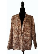 Ladies&#39; Blazer, Quilted, Embroidered, Rust and Gold, Warm and Glam, XL - $29.97