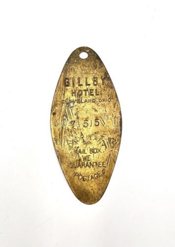 Large Vintage Gillsy Hotel Metal Key Fob Tag Cleveland OH Room #755 Retu... - $25.74