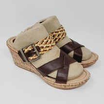 BOC Born Concept Womens Sz 8 M Leather Sandals Cork Shoes 3 Heels New - £55.40 GBP