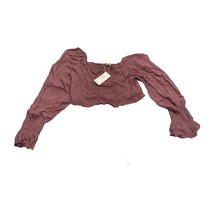 Sim &amp; Sam Crop Top Women&#39;s Large Plum Smocked Knitted Puff Sleeve Square Neck - £17.66 GBP