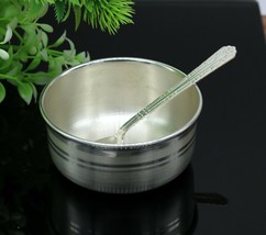 999 solid sterling silver bowl spoon stay baby/kids healthy, silver vessel sv67 - £274.11 GBP