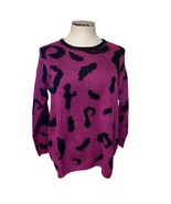 Tyler Boe Wool Mohair Knit Pink Black Animal Print Crewneck Sweater Size S - £32.70 GBP