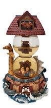 Noah&#39;s Ark Double Water Globe Music Box monkey giraffe penquin cow dolphins bird - £9.60 GBP