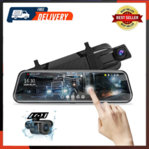10&#39;&#39; Mirror Dash Cam Night Vision 1080P FHD Full Touch Screen Front And Rear - £71.17 GBP