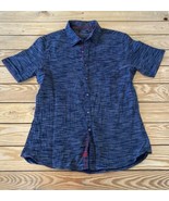 Across the pond Men’s Short Sleeve Button Up Shirt Size M Black C11 - £6.13 GBP