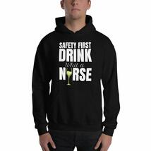 PersonalizedBee Safety First Drink with a Nurse - Unisex Heavy Blend Hoodie Blac - $29.35+