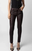 Zadig &amp; Voltaire Phlame Cuir Chocolate Leather Pants $898, Sz 38, US M, ... - $296.99