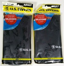 Lot Of 2 U.S. Divers Silicone Swim Caps Adult Black Brand New One Size Fits Most - £7.12 GBP