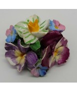 Vintage Coalport England Colorful Porcelain Flower Lapel Pin Brooch Rare... - £15.28 GBP