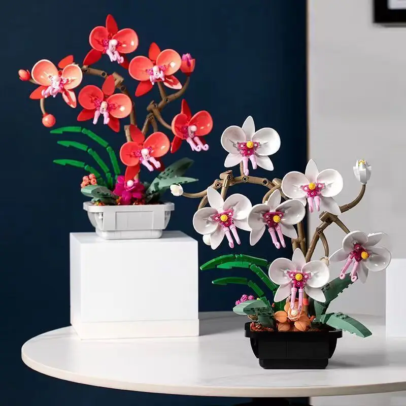 JAKI Romantic Flower Bouquet Orchid Potted Plant Phalaenopsis Flowers Building - £39.27 GBP