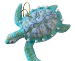 Ornament Kurt Adler Coastal Blue Sea Turtle  Hand painted resin Hanging  - $12.42