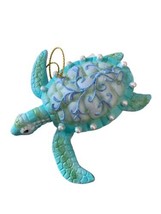 Ornament Kurt Adler Coastal Blue Sea Turtle  Hand painted resin Hanging  - £9.97 GBP
