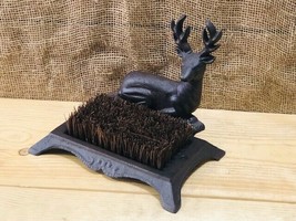 Cast Iron Boot Shoe Brush Mud Scraper Deer Mud Room Rustic Hunter Farm Farmhouse - £38.36 GBP