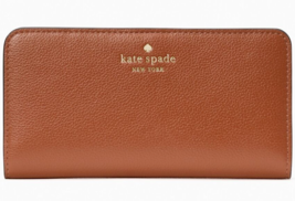 Kate Spade Bailey Large Slim Bifold Brown Leather Wallet K9754 NWT $179 MSRP FS - £54.36 GBP